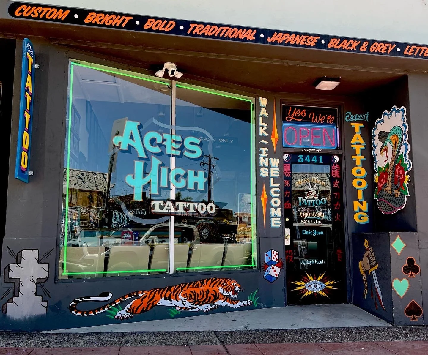 Aces High Tattoo storefront on University Ave